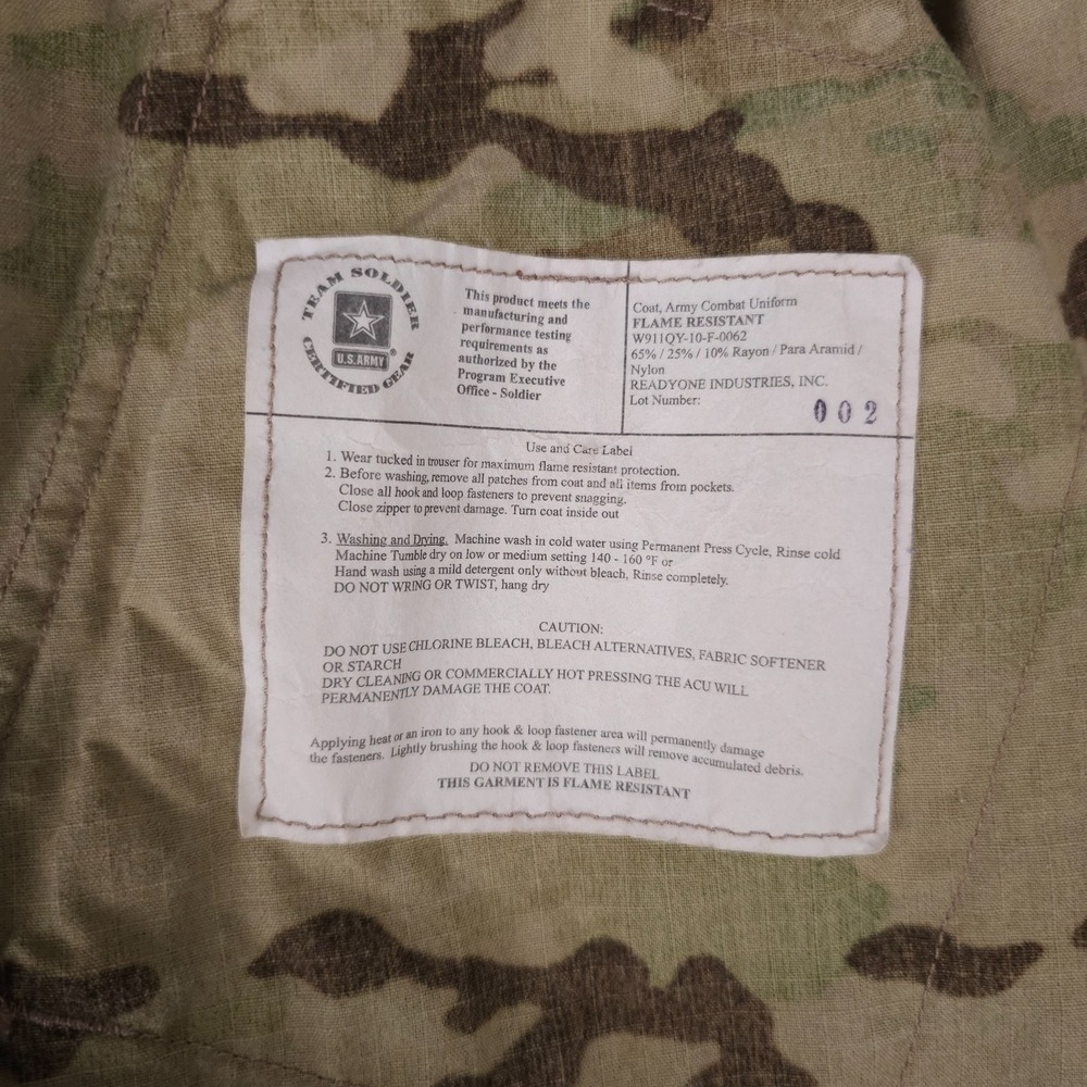 US Army Jacket Mens Medium Long Green Camo ACU Coat Insect Repellant Rip Stop - Picture 4 of 16